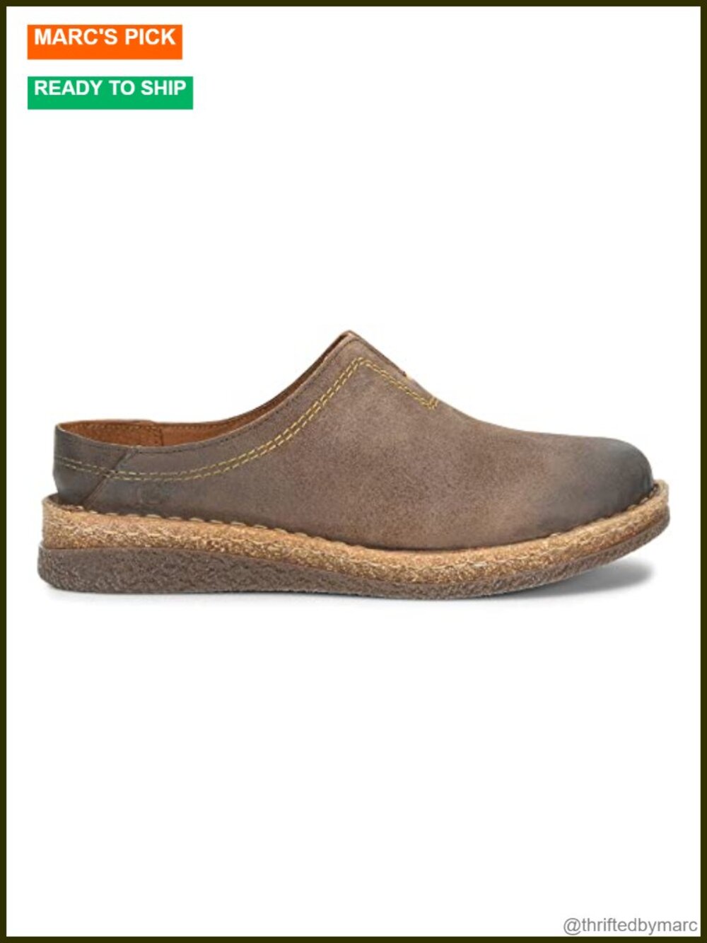 Women's Leather Clog Slip-On Shoes Comfortable Low Heel Lightweight